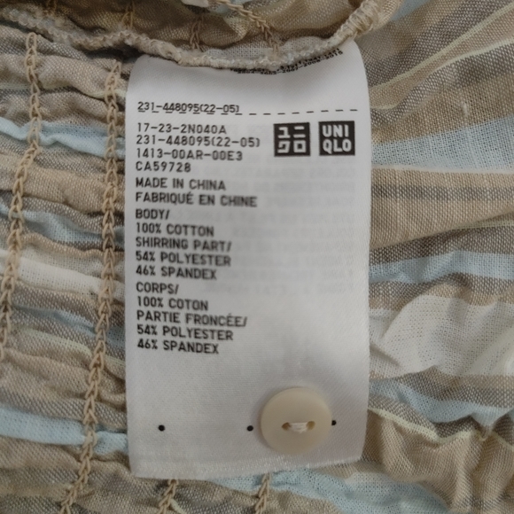 Uniqlo Cotton Striped Shirring Sleeveless Blouse - Picture 7 of 9